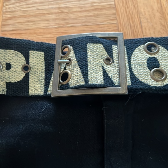 Pre-loved black denim midi skirt with belt - Picture 3 of 8